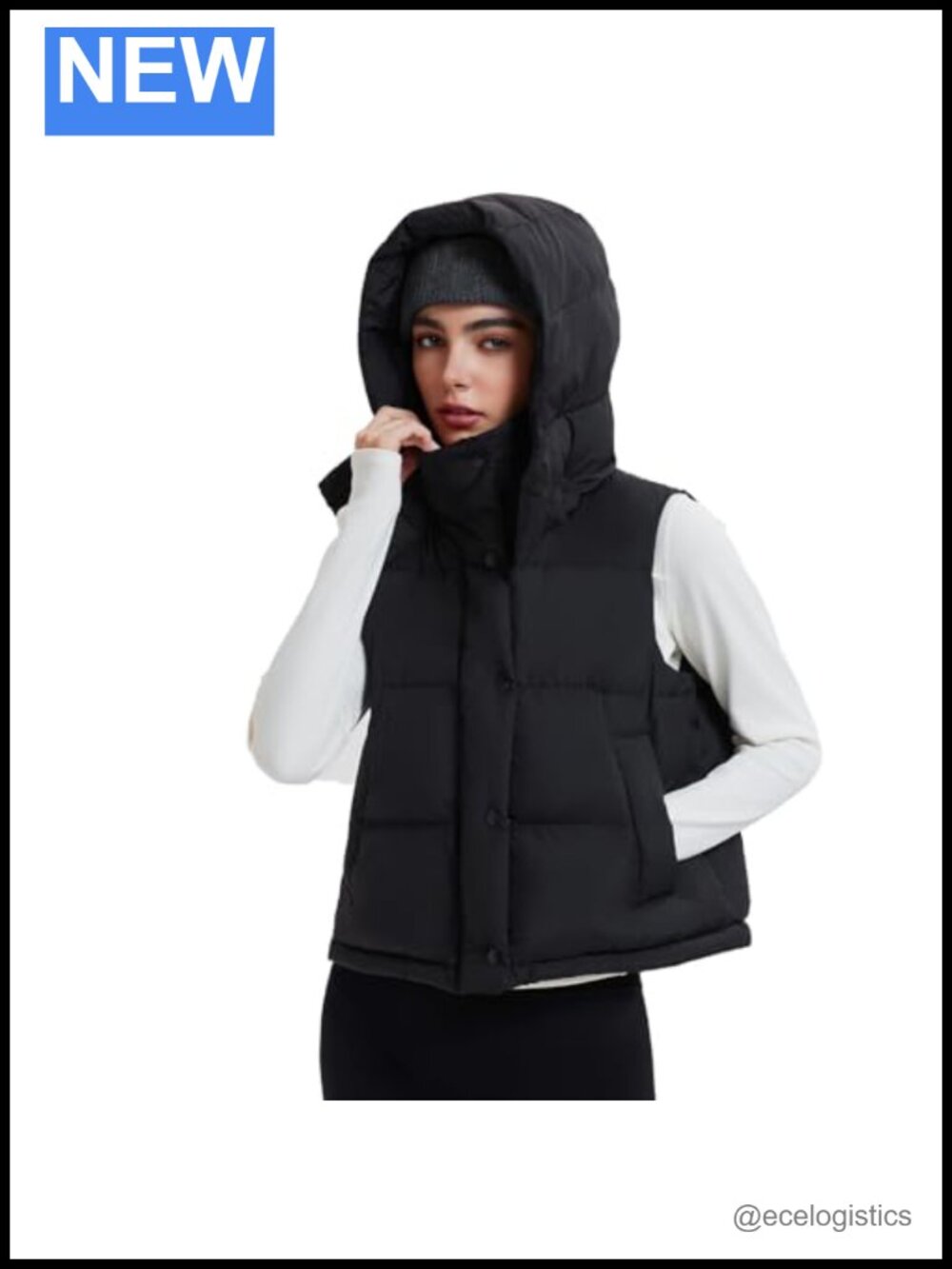 Cropped Puffer Vest 800 Fill Lightweight Goose Down Sleeveless Winter Coat with